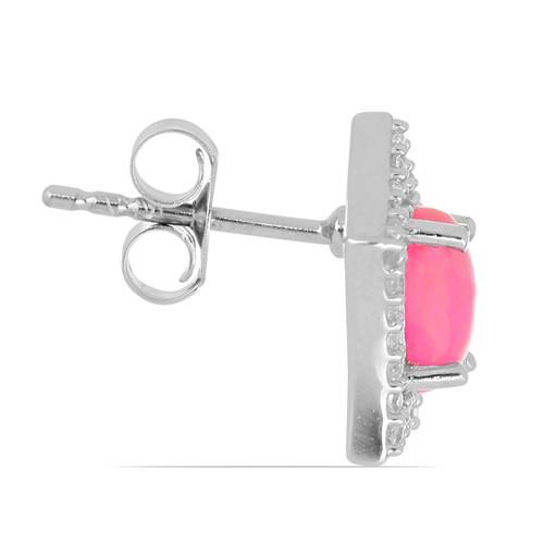 BUY GENUINE PINK ETHIOPIAN OPAL GEMSTONE HALO EARRINGS IN 925 SILVER